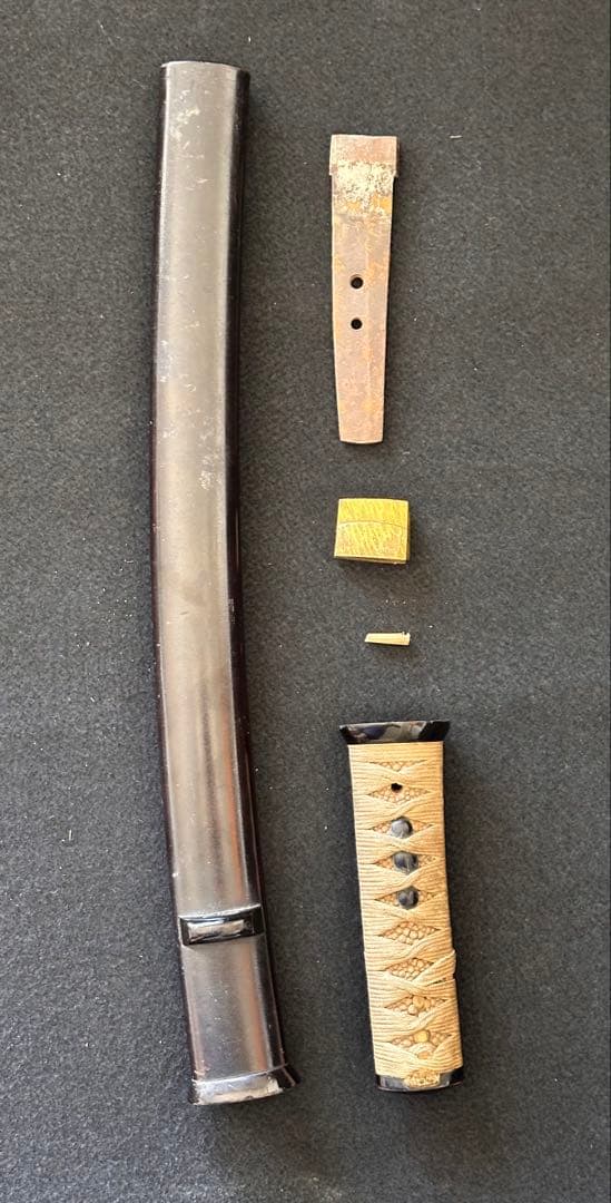 脇差時代拵え　残欠刃引合法カット品　日本刀　本歌　玉鋼日本刀　長さ約53cm D
