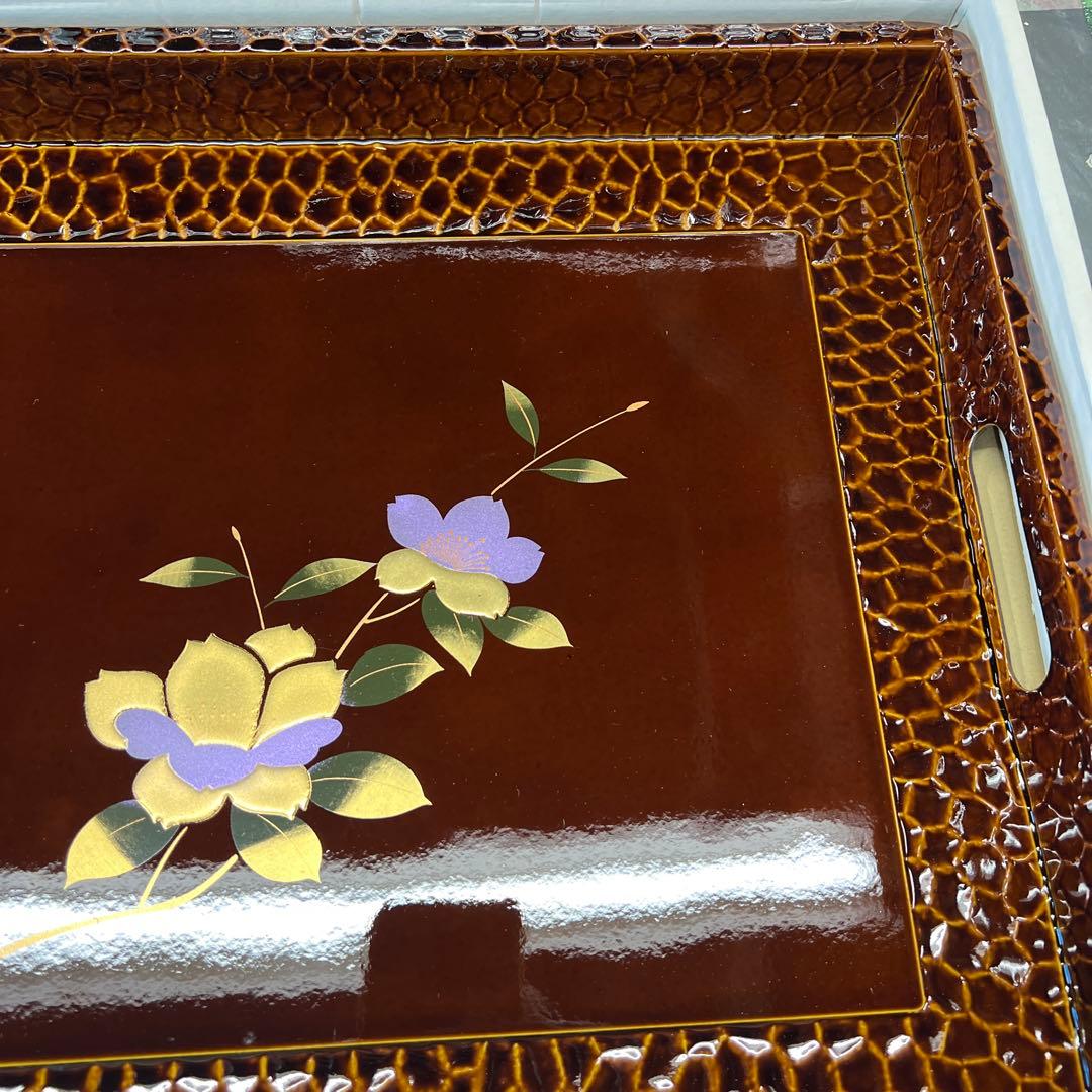 漆器トレイセット 花模様 3点セット