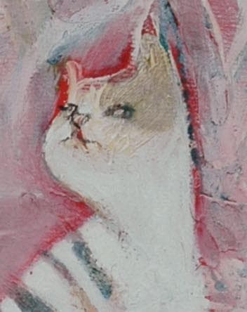 油絵 菅家令子 絵 絵画 インテリア uF6-070519 可愛い子猫と女の子