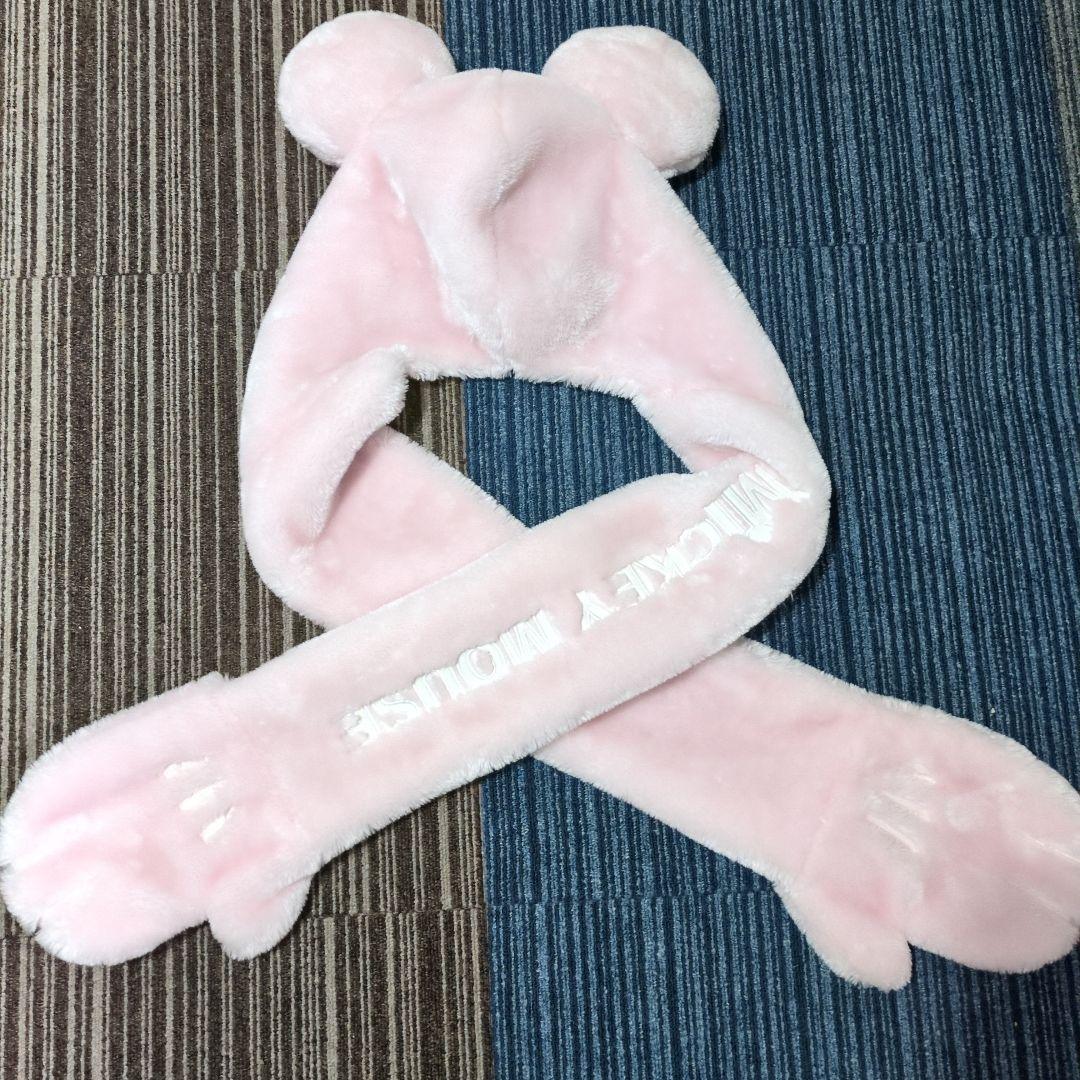 ミッキー マフラーファンキャップ 被り物 ディズニー ピンク ミニー