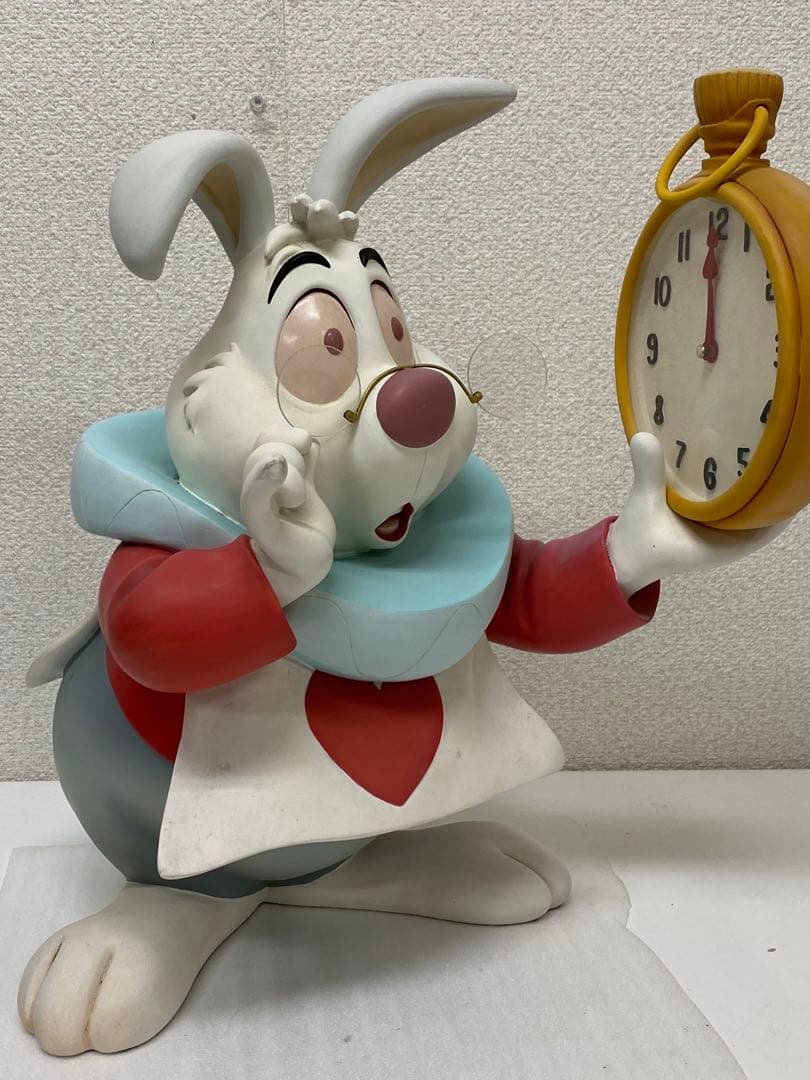 3-2701 激レア☆不思議の国のアリス 白うさぎ 兎置き時計 ビッグフィギュア