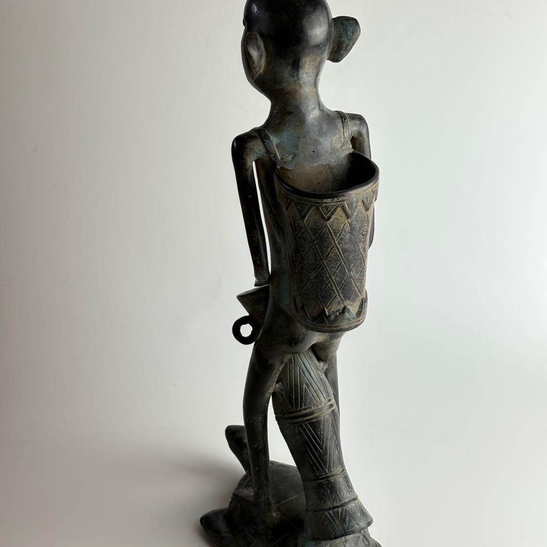 アンティーク ブロンズ 銅器 銅像 置物 彫像 人形 アフリカ オブジェ