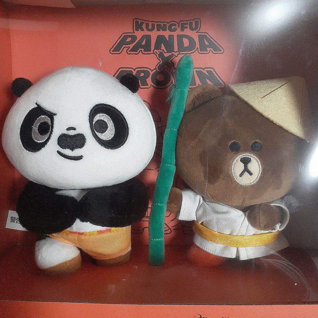 希少】 カンフーパンダ LINE ブラウン ポー ぬいぐるみ 2体セット
