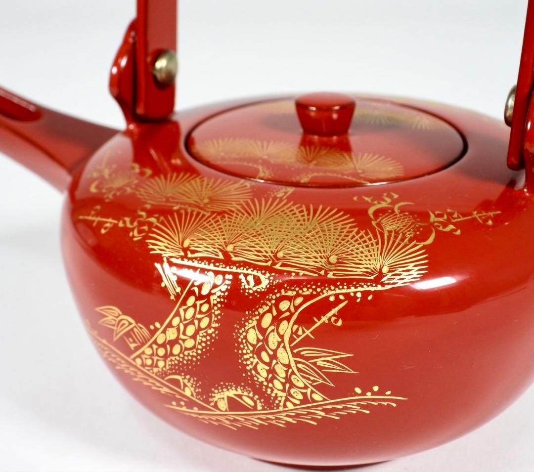 輪島塗　屠蘇器　本漆　沈金　松鶴亀紋 盃　銚子　盆　木製