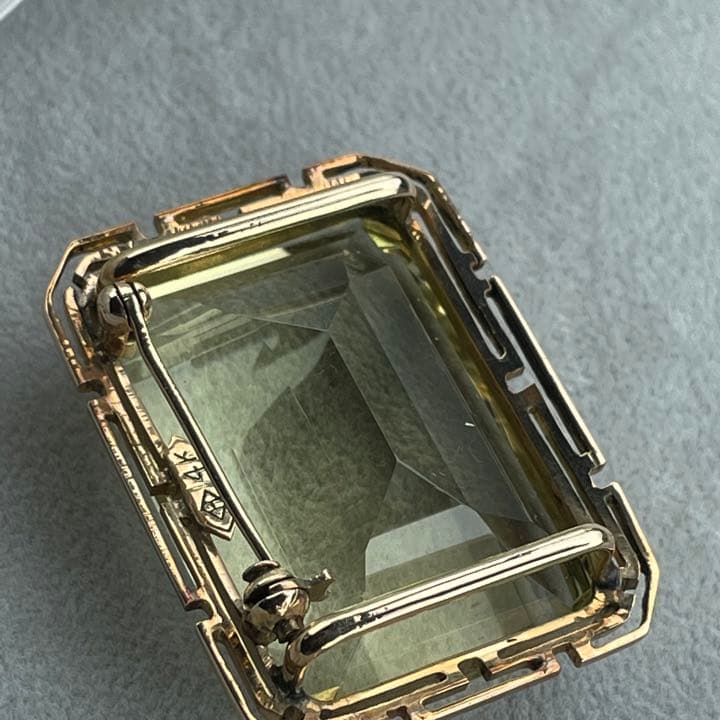 Happy S 14Kグリーンクォーツ 帯留め兼ブローチ Happy S 14Kグリーン