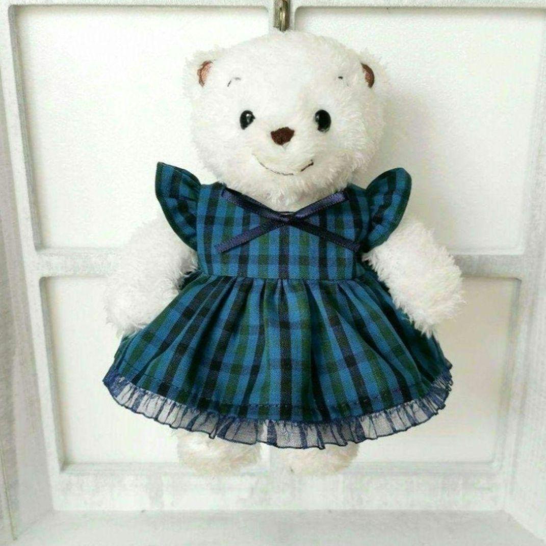 ファミリア マスコットベア ワンピースハンドメイド 青チェック赤