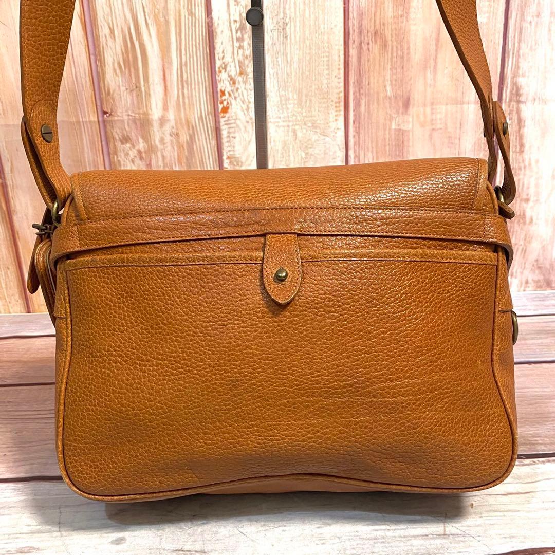 ラルフローレン　シボ革　メッセンジャーバッグ　ショルダーバッグ　ブラウン　斜め掛
