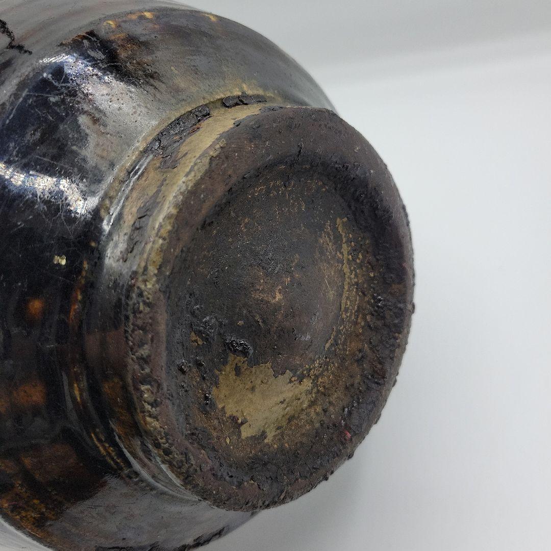 貴重 古美術 朝鮮古陶磁器 李朝 飴釉 面取 壷 時代物