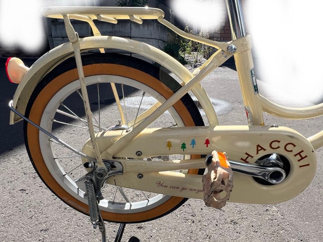 HACCHI 幼児用自転車 クリーム色 前カゴ付き