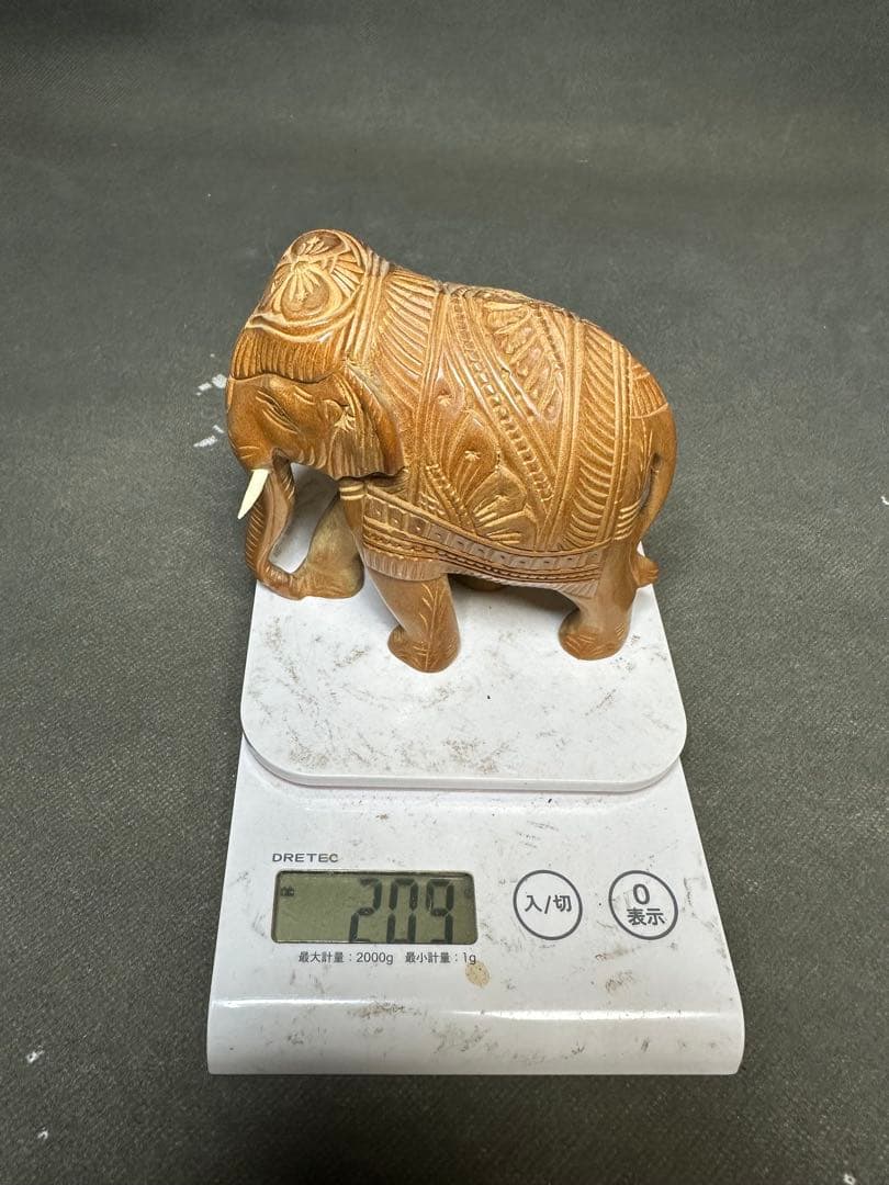 インド 白檀 象 木彫り 骨董 木像 木製 仏教 密教 置物 アンティーク