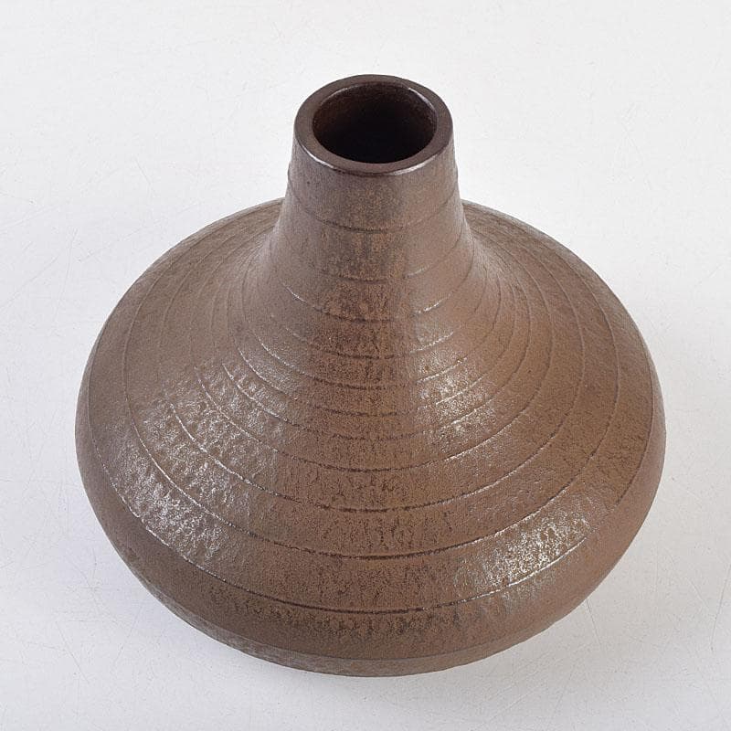 南部鉄器 御釜師 鈴木盛久作 波紋花器 重さ約1015g 共箱 M R9373