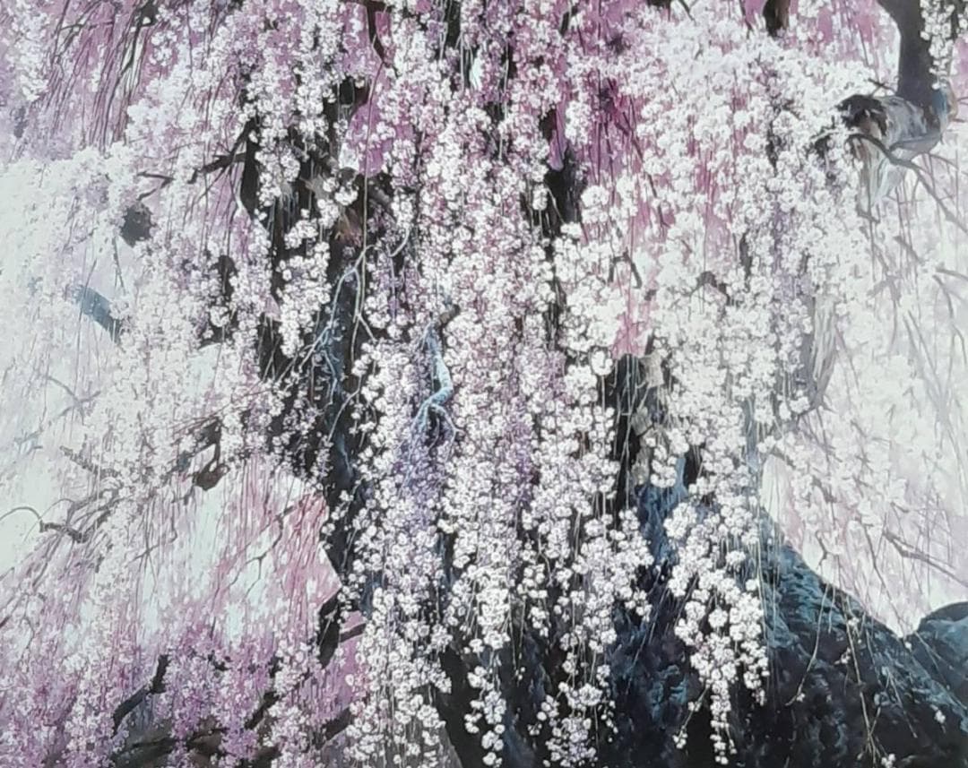 三栖右嗣、「爛漫」、希少画集の額装画、四季、風景、人気作品