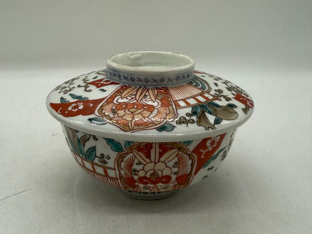 時代　伊万里　色絵　蓋茶碗3点　アンティーク　送料込み250922