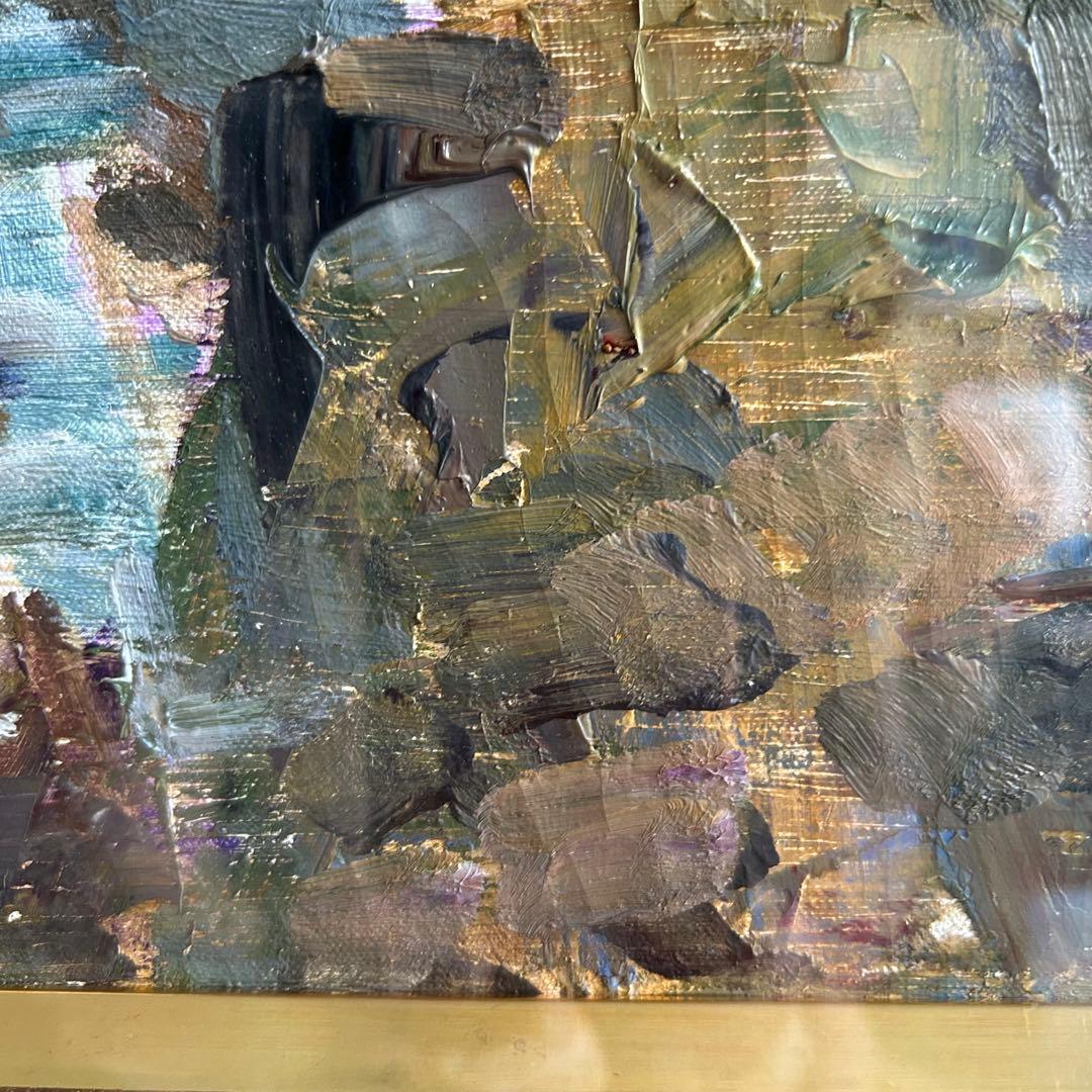 杉浦隆 海の風景 油彩画 金色フレーム 額装 インテリア