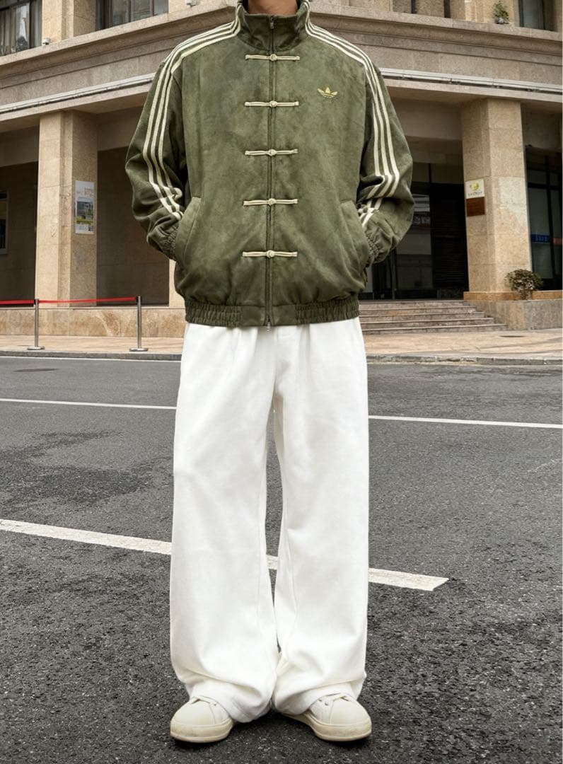 海外限定S Adidas チャイナトラックジャケット グリーン　KT3847