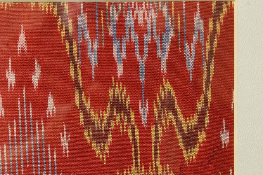 古裂 太子間道 赤地広東綿 額装 西陣 呉服屋蔵 K LC930 日本