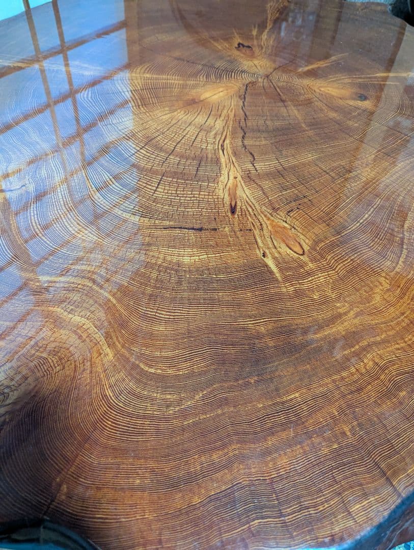 高級切株座卓 自然形状 和室 貴重 骨董 アンティーク 古民家 (引き取り