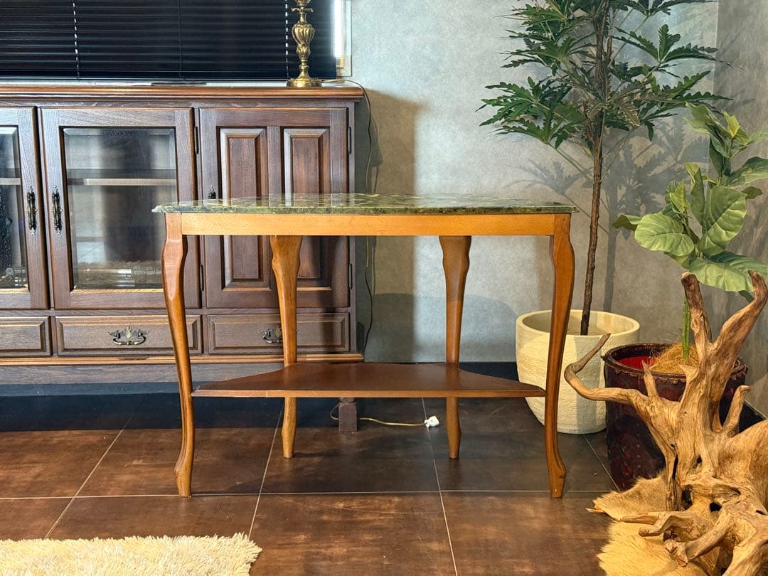 大理石 コンソール ワイドテーブル 猫脚 クラシック 木彫 ヨーロピアン nG