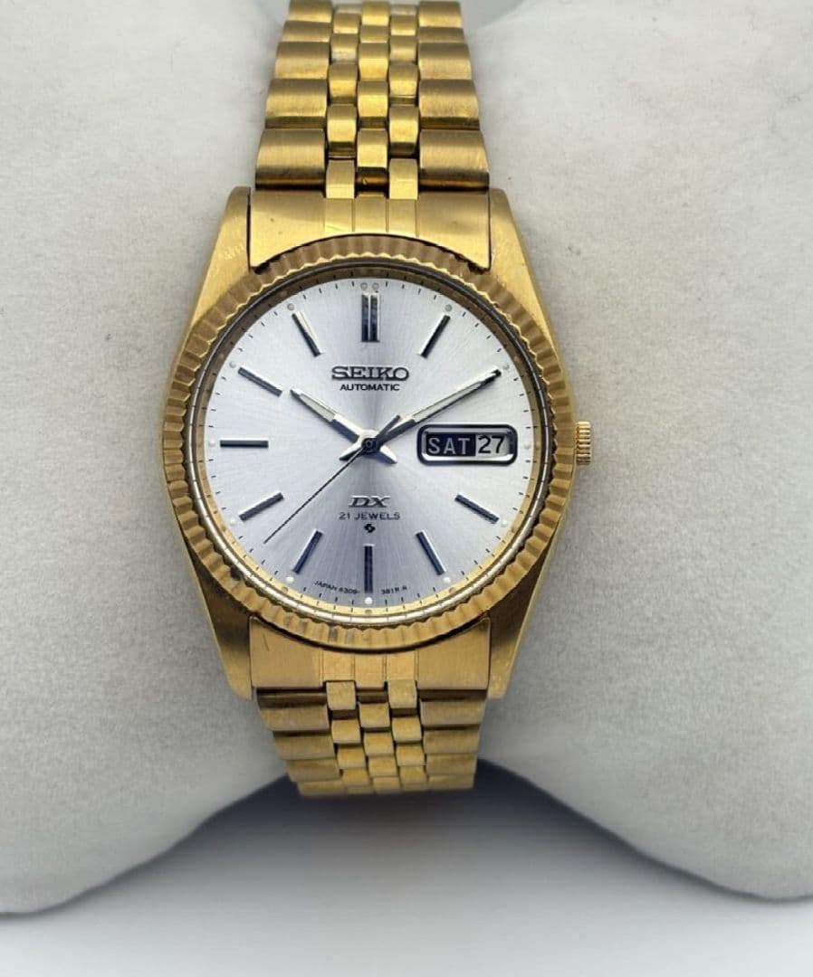 ね*様 セイコー自動巻きメンズ腕時計 6309 ホワイト文字盤 動作品フルーテッ