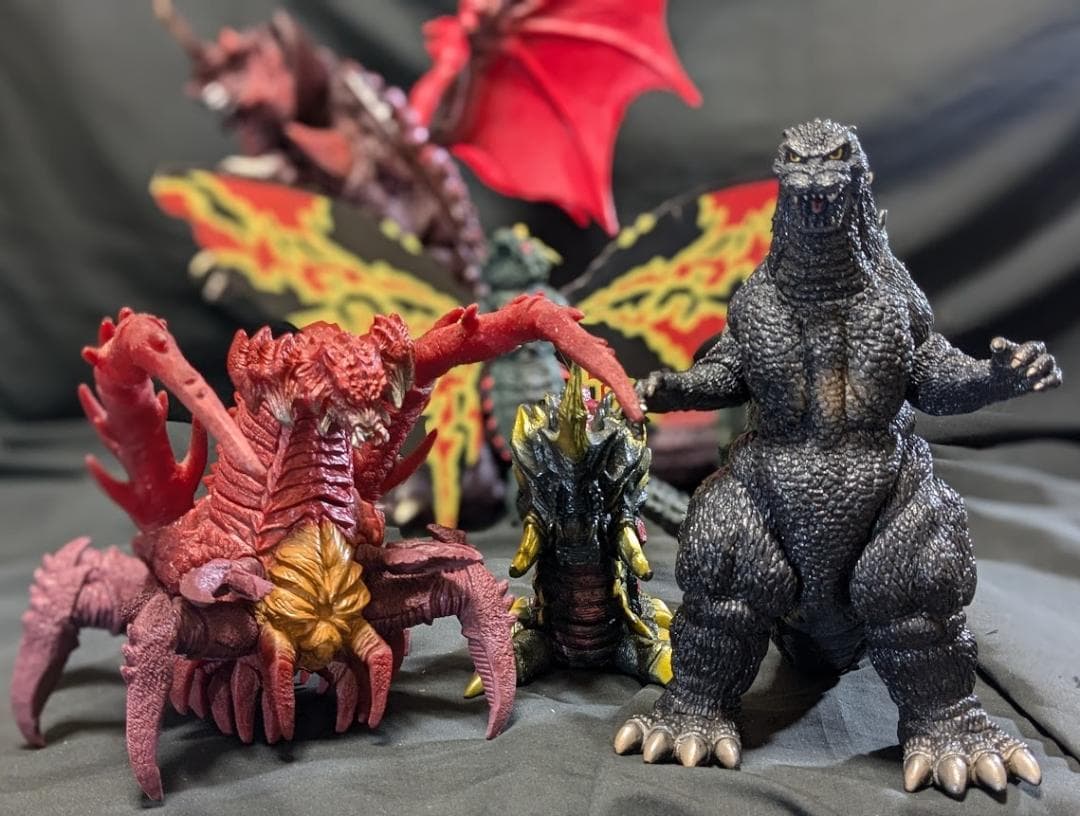 平成ゴジラ・デストロイア集合体・バトラ幼虫（バンダイ）ソフビ３体セット＋３