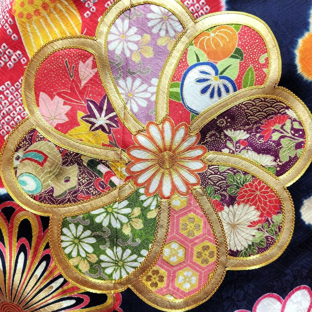 振袖フルセット(7点)・成人式・大輪花模様・金彩加工・宝尽くし・金駒