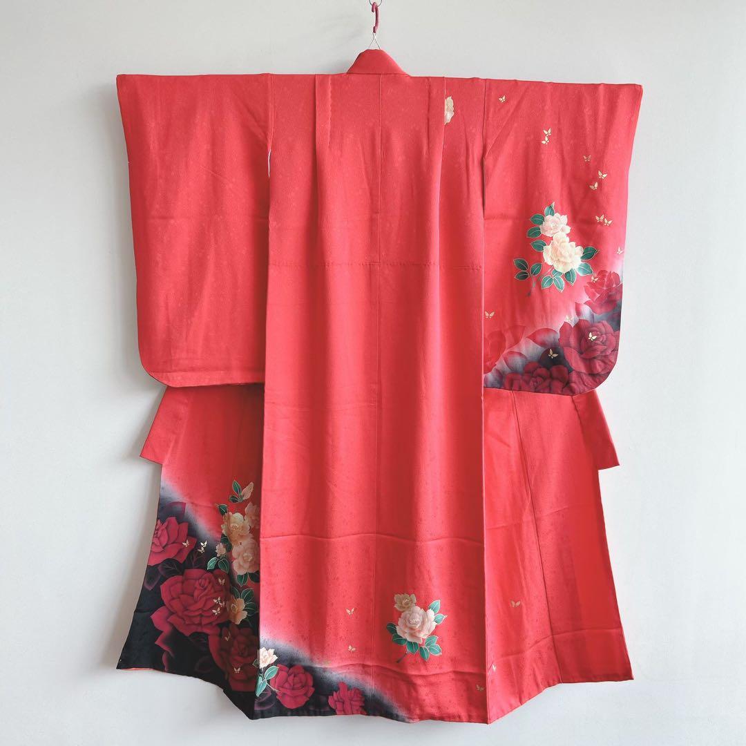 フルセット　七五三７歳女の子　着物　金プリント　蝶　51933