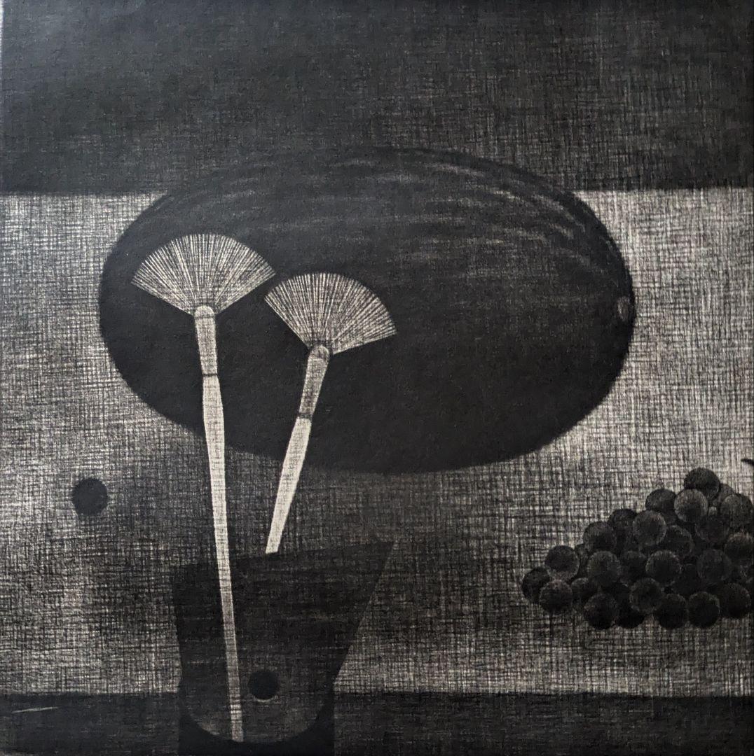 格安a浜口陽三の腐蝕銅版画　“黒”が織りなす静謐な銅版画「筆を使った静物画」美品