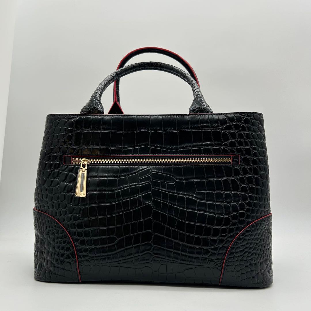 未使用　ココセリュックスゴールド　ショルダーバッグ　2way　クロコ型押し　A4