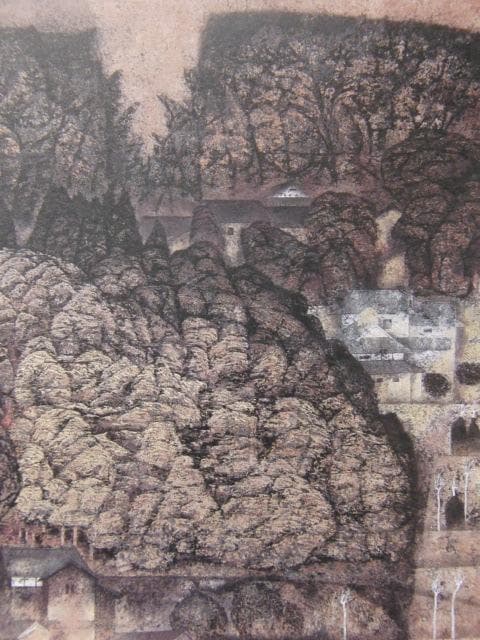 西久松吉雄、【社の杜】、希少な額装用画集より、新品額装付