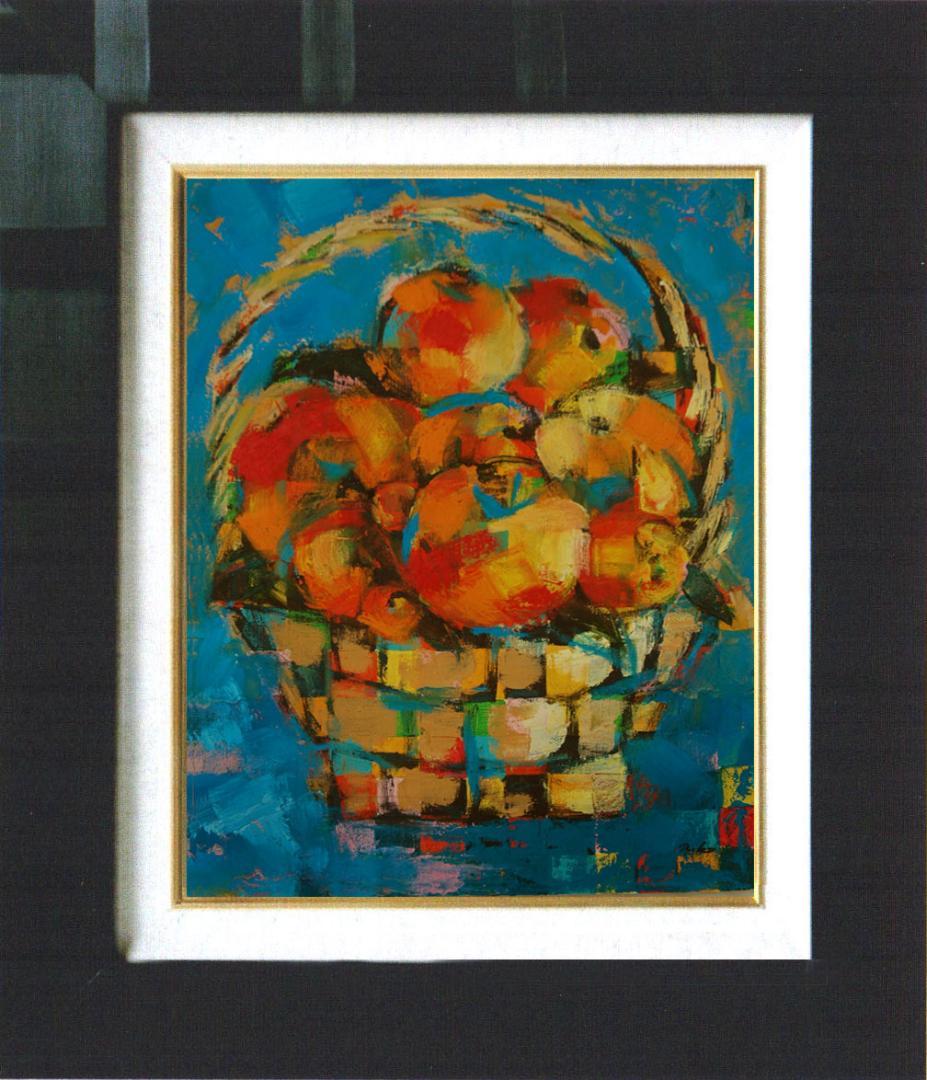 油絵 菅家令子 絵 絵画インテリア 額付(白) uF6-051721 静物 果物