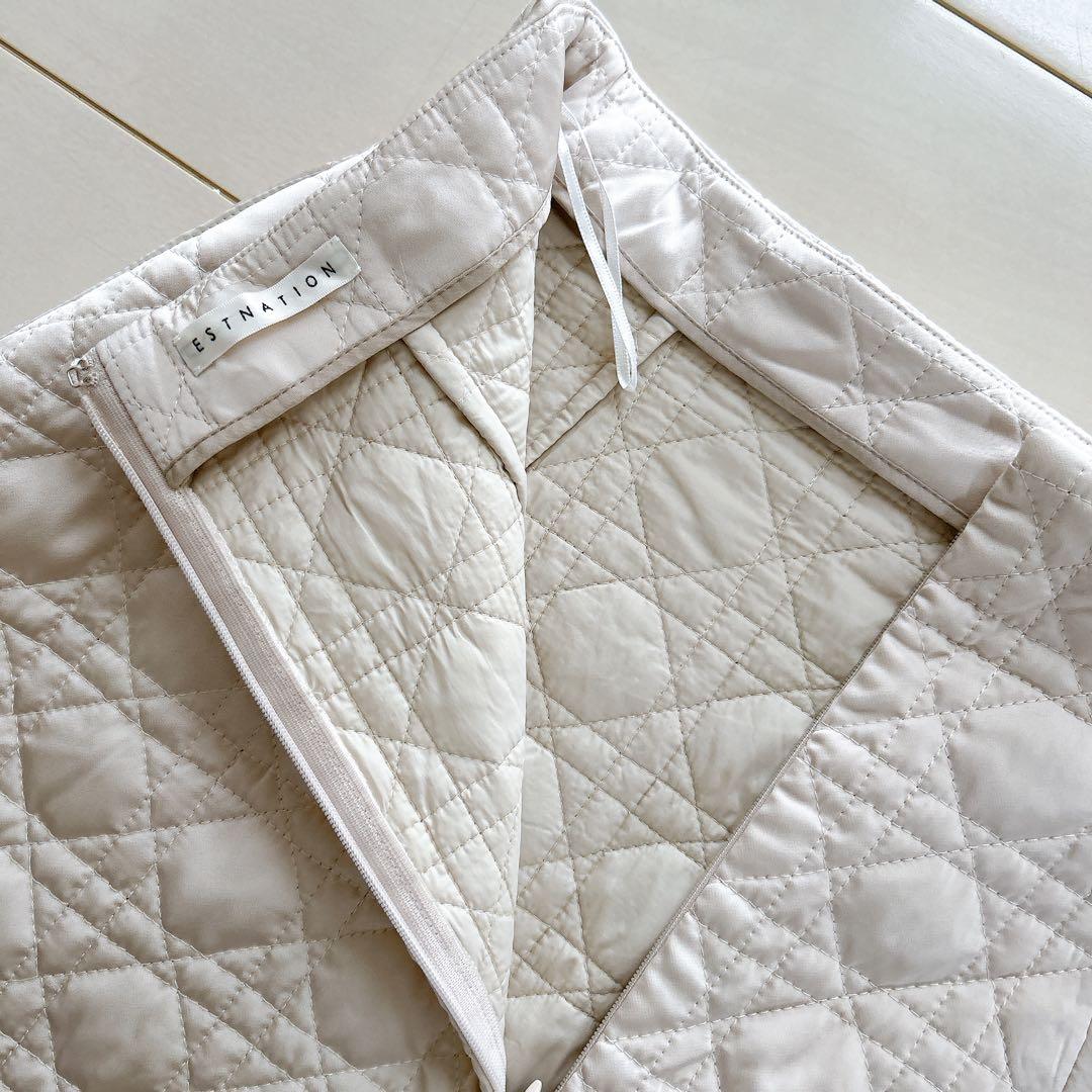 chataro エストネーション キルティングフレアスカート ホワイト