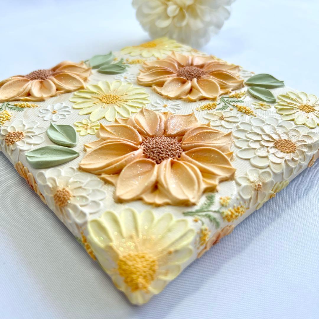 melia テクスチャーアート 絵画 インテリアアート 花 立体 絵