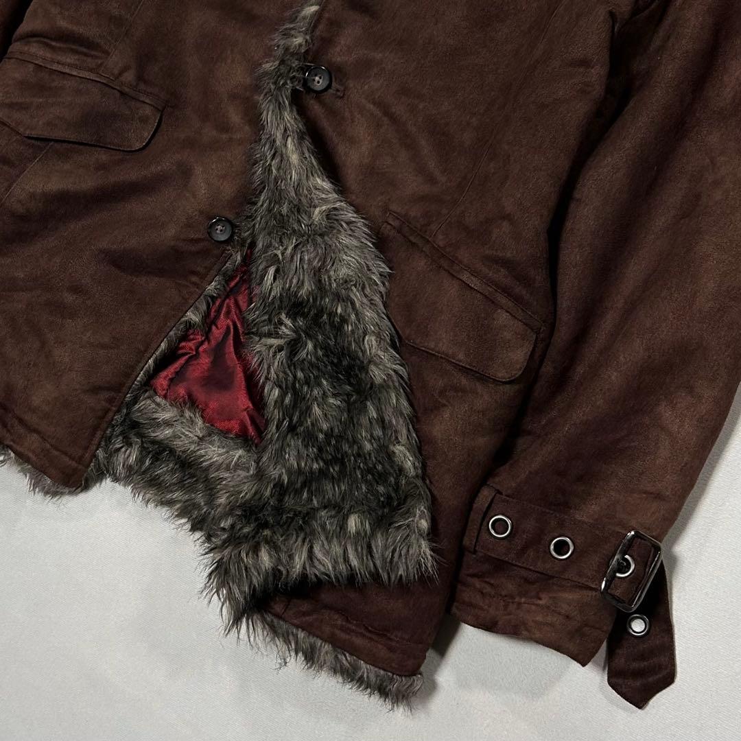 00s フェイクムートン ベロア ファー ギャングコート ジャケット お兄系