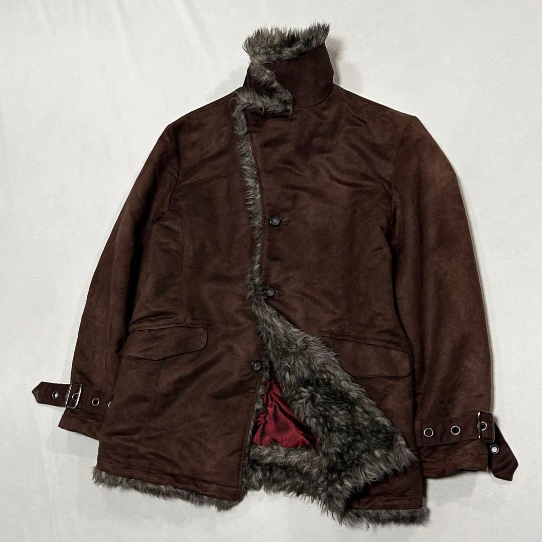 00s フェイクムートン ベロア ファー ギャングコート ジャケット お兄系