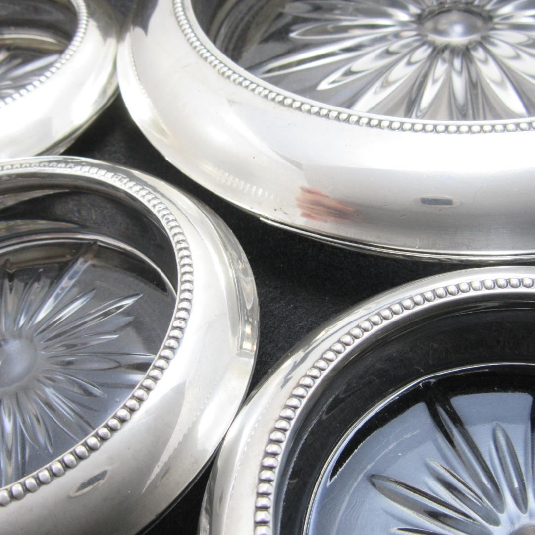 FRANK M. WHITING】 【純銀/ガラス】コースター 5個組