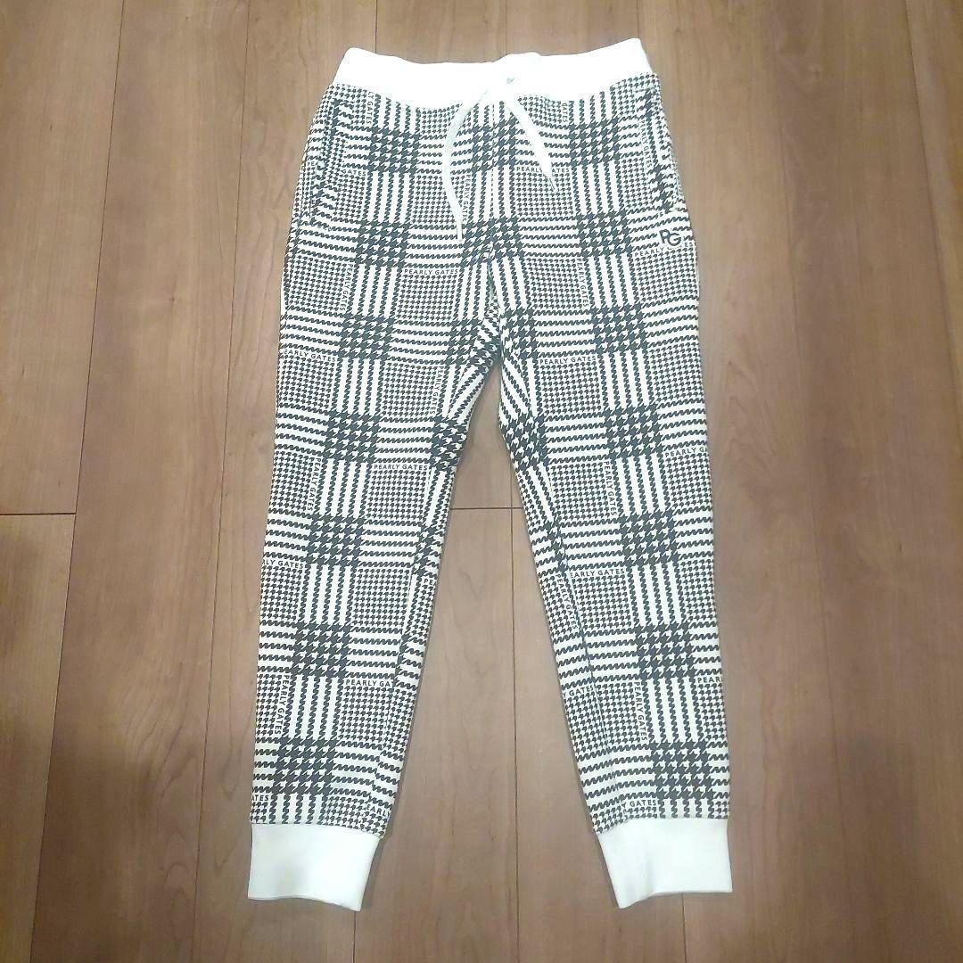 【美品】パーリーゲイツ　千鳥柄　パーカー　パンツ 上下セット チェック　白　黒