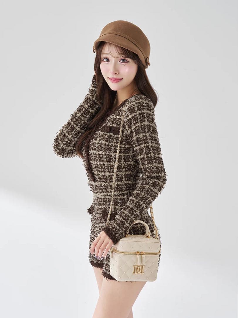 Darich キルティングパールスクエアミニバッグ ゴールドパーツ アイボリー