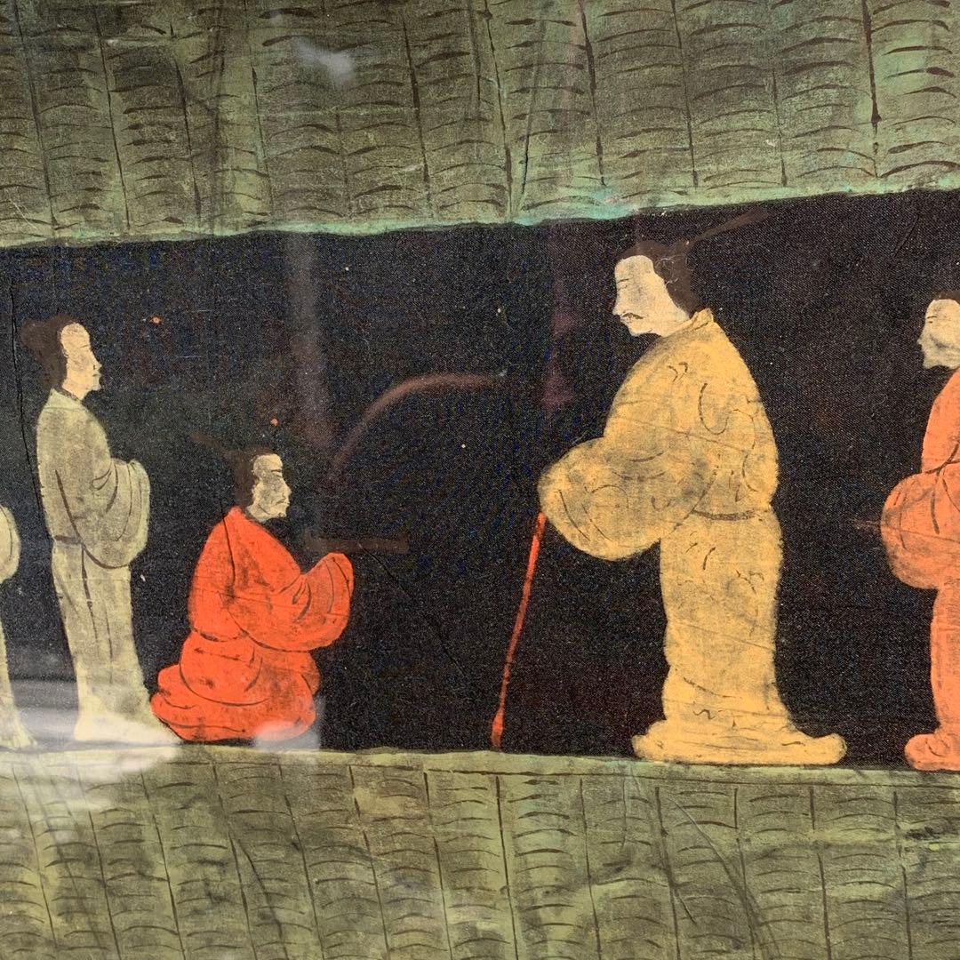 楚国　漢代　帛画　中国　シルク　絹　絵画　額縁　骨董品　馬　王　鳳凰　人　アート