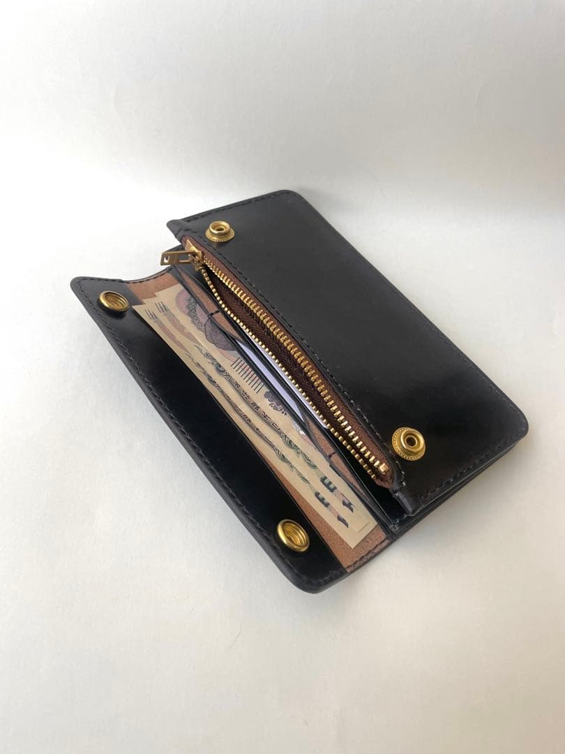 ロングトラッカーウォレット｜三層タイプ｜本革（牛革）ヌメ革 ×手縫い ×真鍮金具