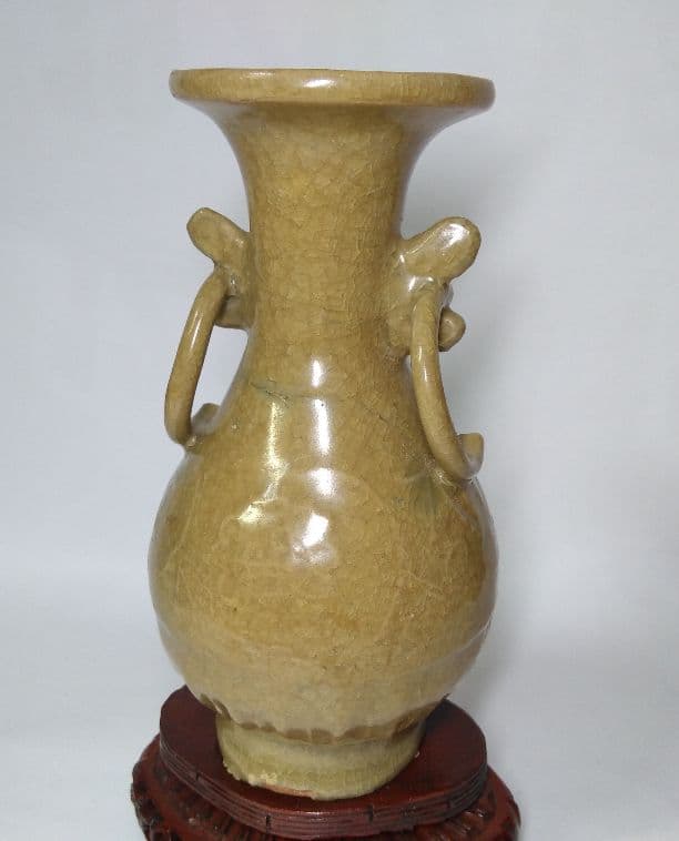 元朝龍泉双耳環付瓶