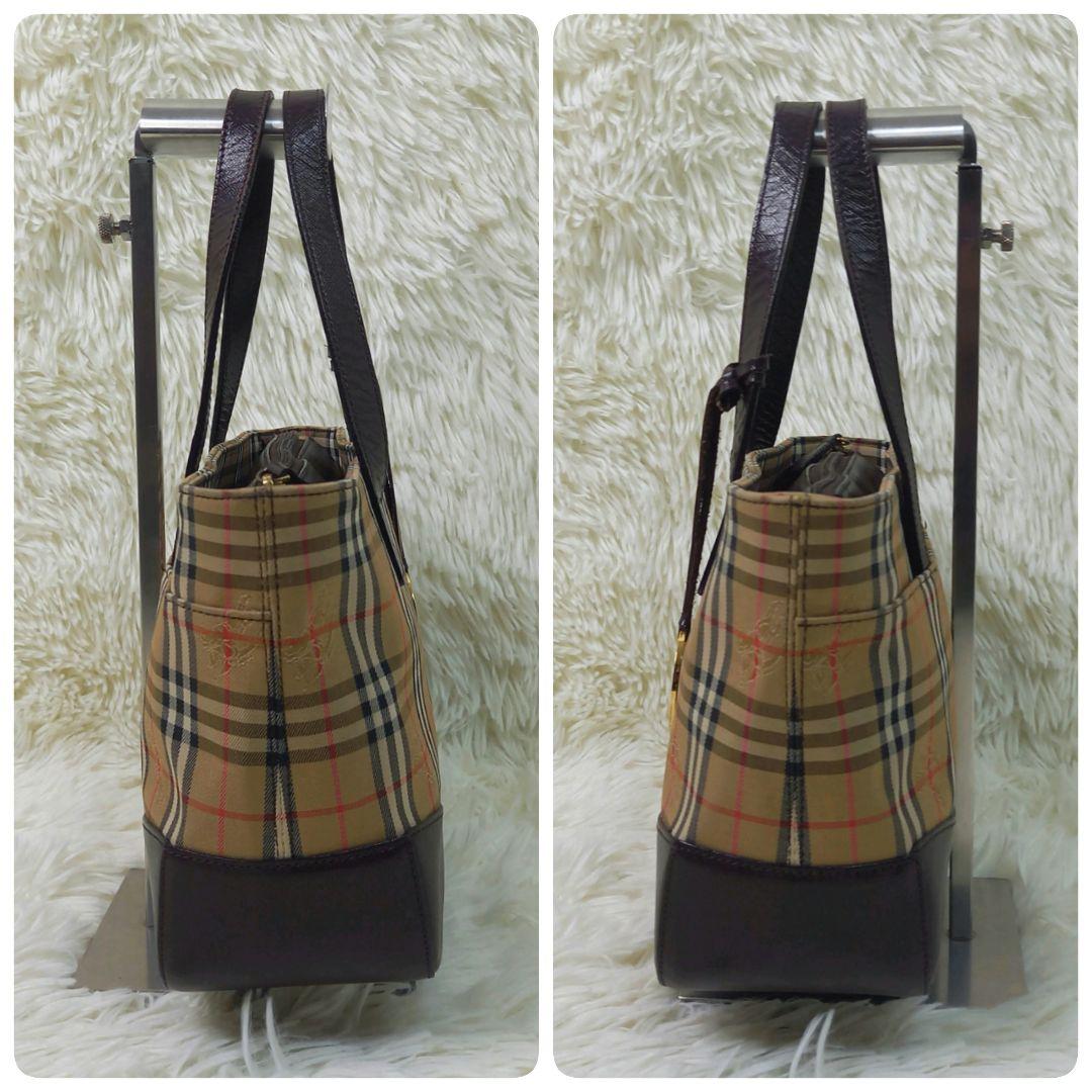 希少✨バーバリー ヴィンテージ ハンドバッグ ノバチェック ブラウン チャーム付