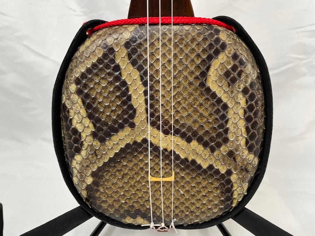 宮古木工芸 縞黒檀/カマゴン棹 本皮1枚張り三線 宮古木工芸
