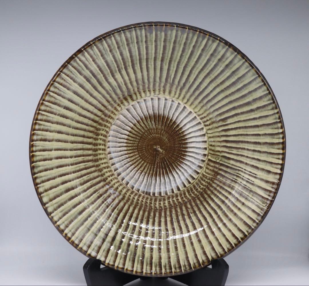 小鹿田焼　大皿　置物　共箱　送料込み1101