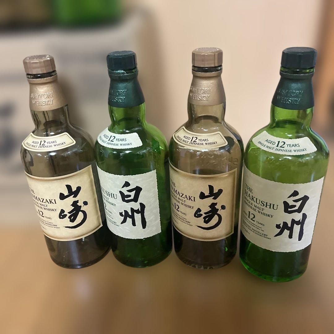 サントリーウイスキー 白州12年•山﨑12年 700 ml 空瓶12本セット