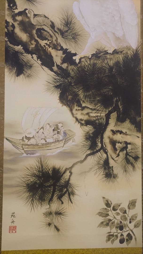 ご希望額まで値下げ～@赤富士鷹・紅葉鹿・猛虎 鳥獣画の複製掛軸3本セット