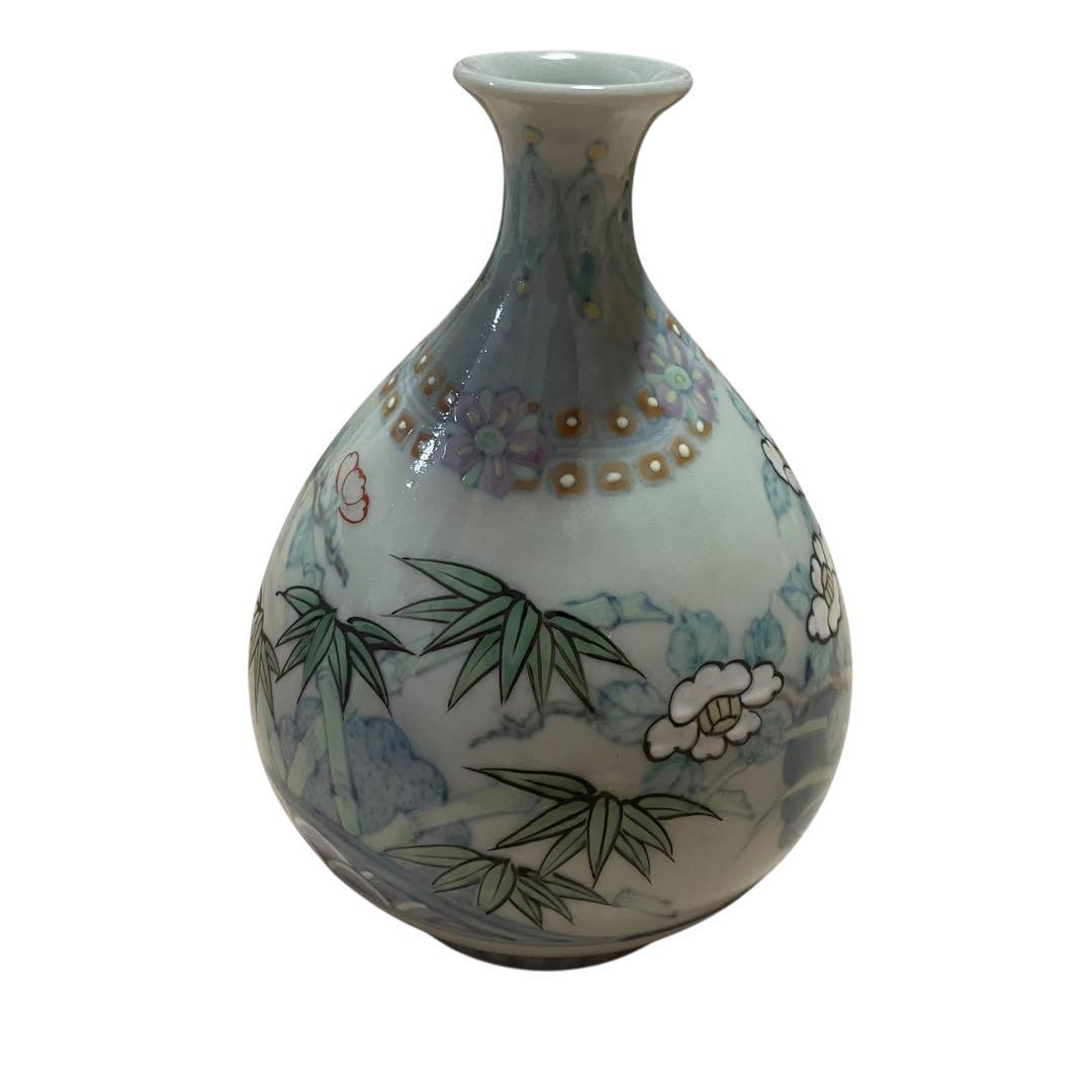 【激レア】走波　染錦竹絵椿文　壺　15.5cm 新品未使用