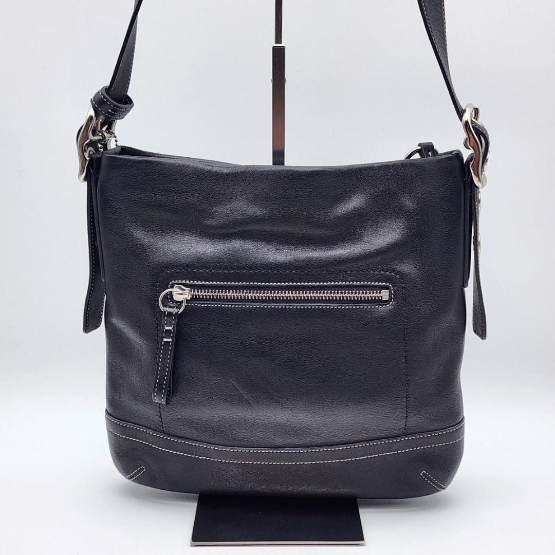 美品 COACH コーチ ショルダーバッグ シグネチャー ブラック 1415