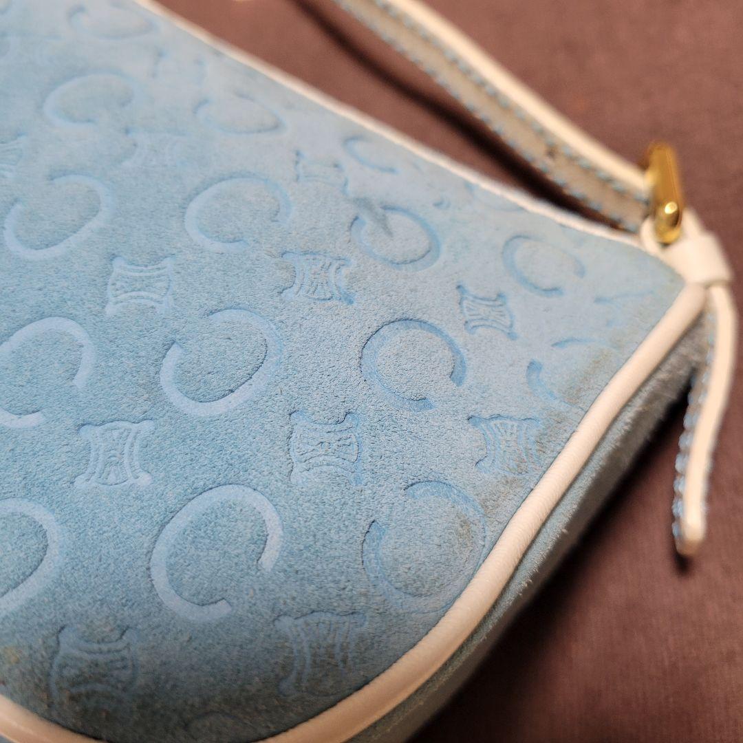CELINE 水色 スエード ハンドバッグ