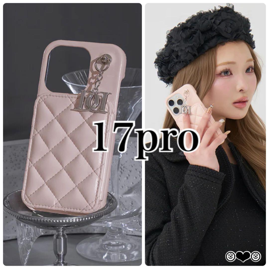 ダーリッチ キルティングミラーDDチャームiPhoneケース ピンク 17Pro