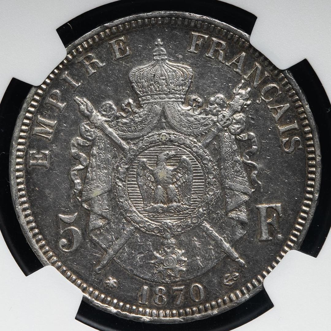 NGC-AU 洗浄　1870A　フランス　ナポレオン3世　月桂冠 パリ 最終年号